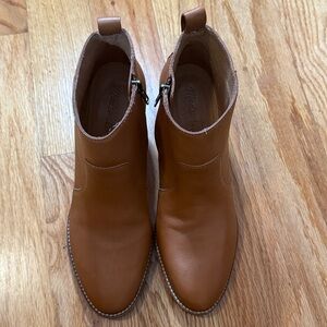 Madewell Brenner Saddle Brown Leather Ankle Booties